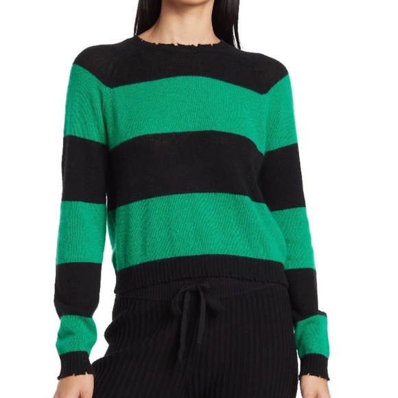 Minnie Rose Sweaters - Stripe Cashmere Crop Sweater from  MINNIE ROSE